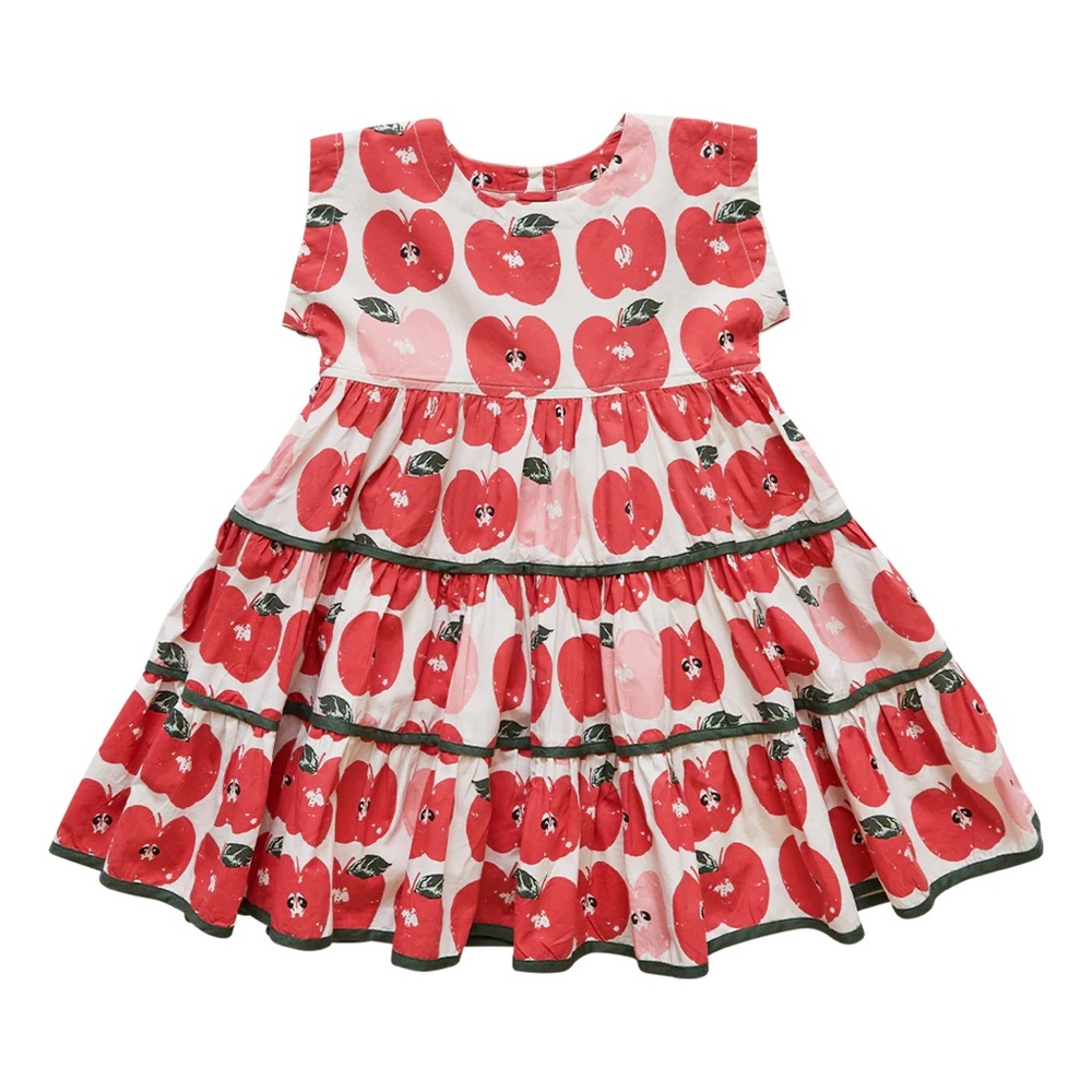 Pink Chicken Red and White Apple Print Dress